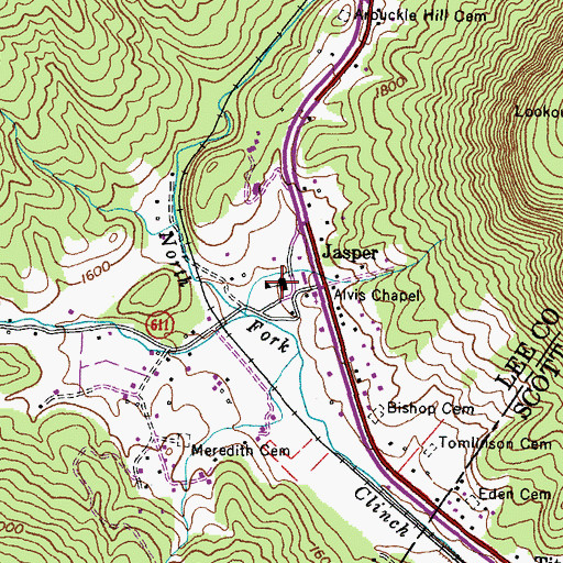 Topographic Map of Jasper School (historical), VA