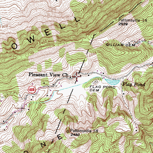 Topographic Map of Pleasant View Cemetery, VA