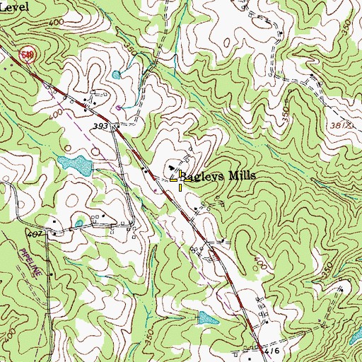 Topographic Map of Bagleys Mills, VA