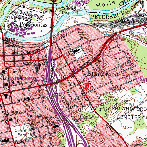 Topographic Map of Blandford, VA