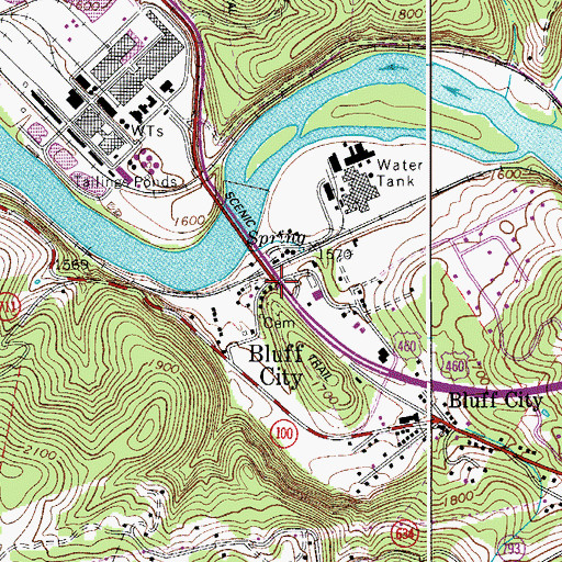 Topographic Map of Bluff City, VA