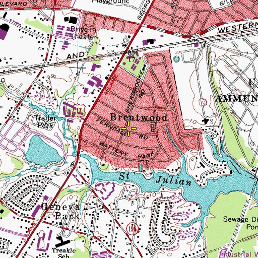 Topographic Map of Brentwood, VA
