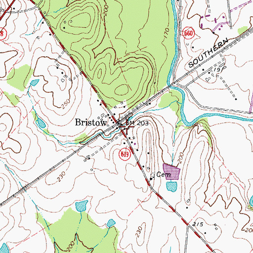 Topographic Map of Bristow, VA