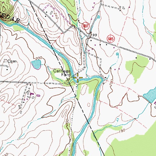 Topographic Map of Carriage Ford, VA