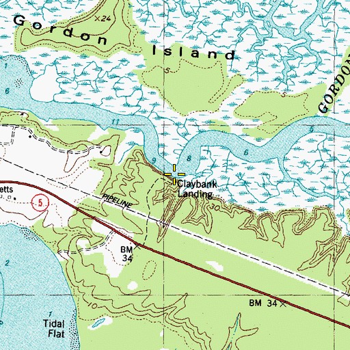 Topographic Map of Claybank Landing, VA