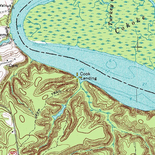 Topographic Map of Cook Landing, VA