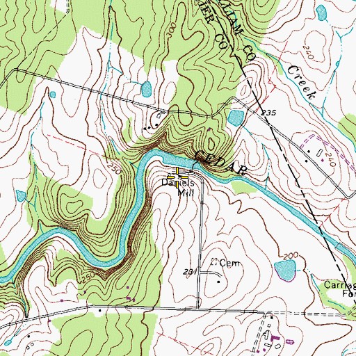 Topographic Map of Daniels Mill, VA