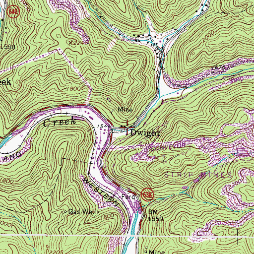 Topographic Map of Dwight, VA