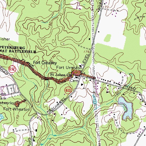 Topographic Map of Fort Urmston (historical), VA
