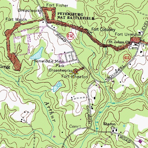 Topographic Map of Fort Wheaton (historical), VA