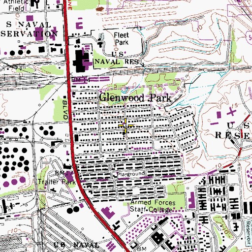 Topographic Map of Glenwood Park, VA