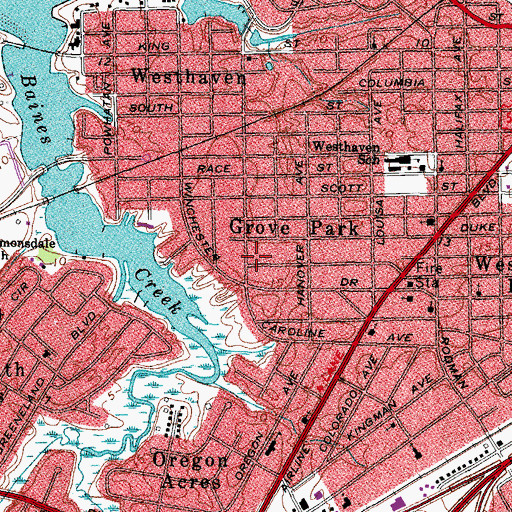 Topographic Map of Grove Park, VA
