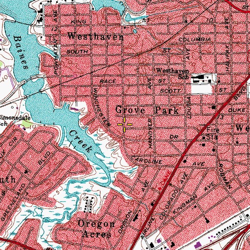 Topographic Map of Grove Park, VA