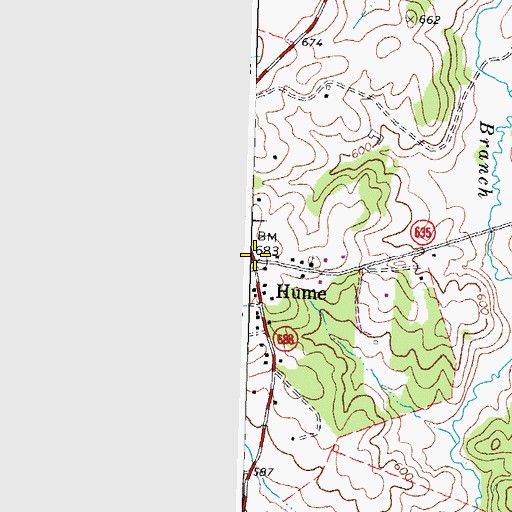 Topographic Map of Hume, VA