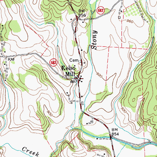 Topographic Map of Kelso Mill, VA