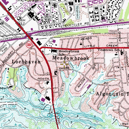 Topographic Map of Meadowbrook, VA