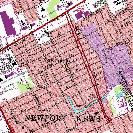 Topographic Map of Newmarket, VA