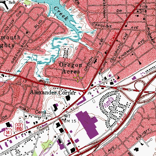 Topographic Map of Oregon Acres, VA