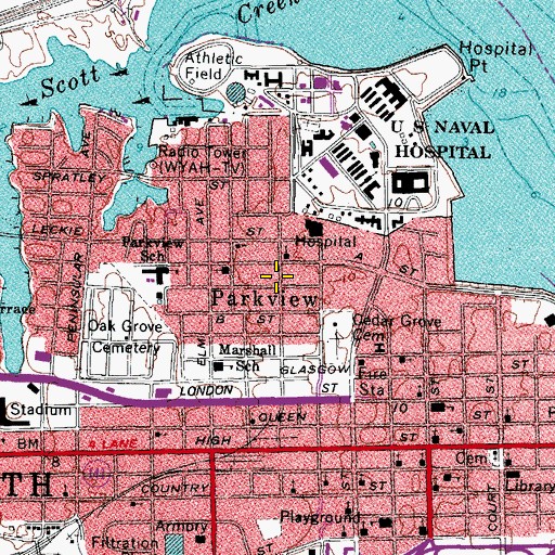 Topographic Map of Parkview, VA