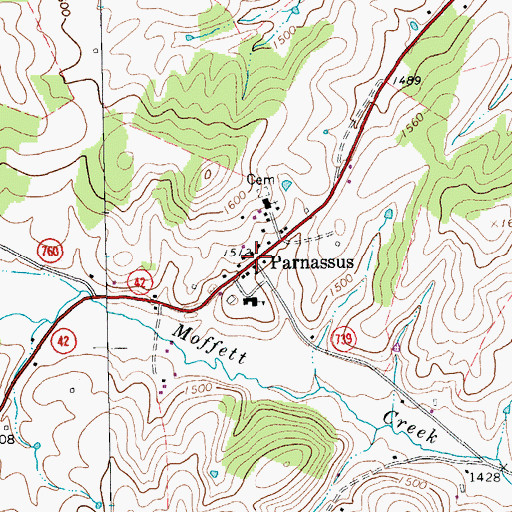 Topographic Map of Parnassus, VA