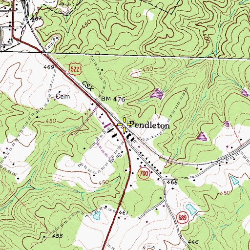Topographic Map of Pendleton, VA