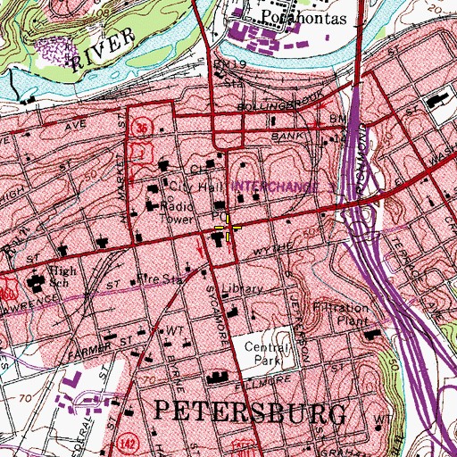 Topographic Map of Petersburg, VA