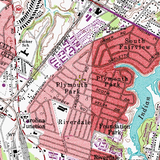 Topographic Map of Plymouth Park, VA