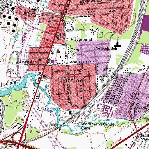 Topographic Map of Portlock, VA