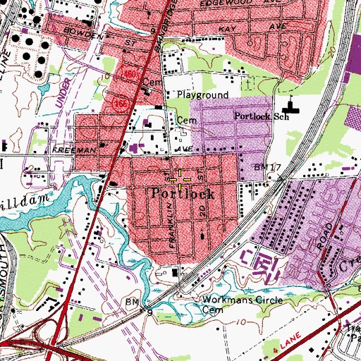 Topographic Map of Portlock, VA
