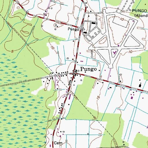 Topographic Map of Pungo, VA