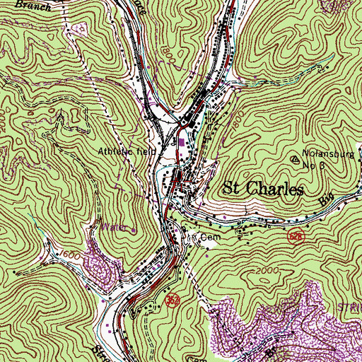 Topographic Map of Saint Charles, VA