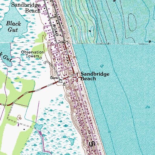 Topographic Map of Sandbridge Beach, VA