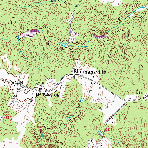 Topographic Map of Shumansville, VA