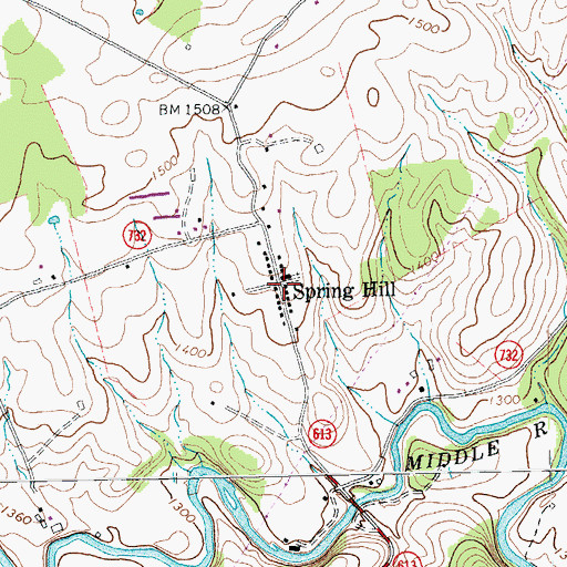 Topographic Map of Spring Hill, VA