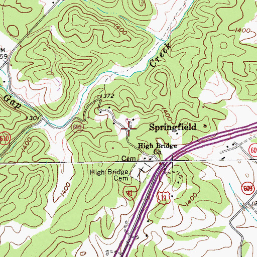Topographic Map of Springfield, VA