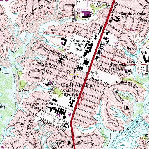 Topographic Map of Talbot Park, VA