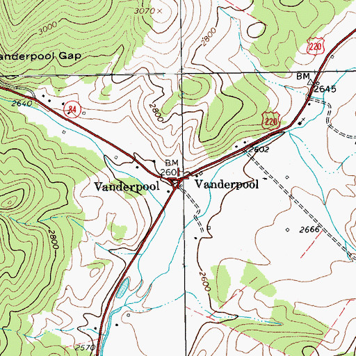 Topographic Map of Vanderpool, VA