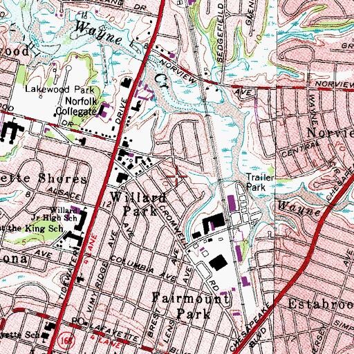 Topographic Map of Willard Park, VA