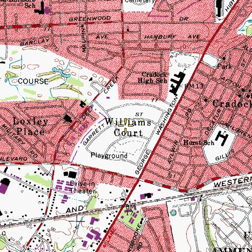Topographic Map of Williams Court, VA