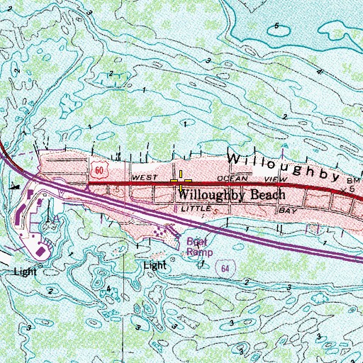 Topographic Map of Willoughby Beach, VA