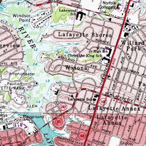 Topographic Map of Winona, VA