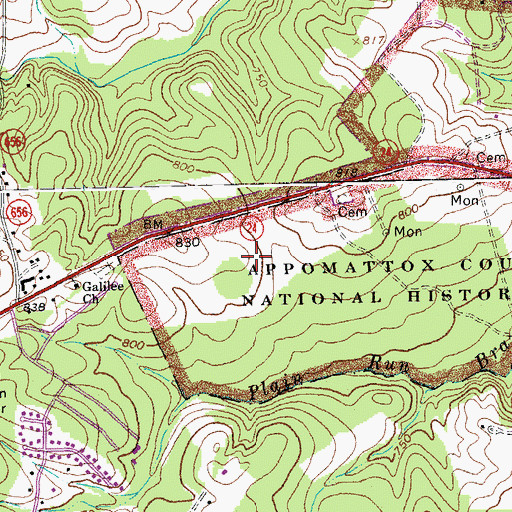 Topographic Map of Appomattox County, VA