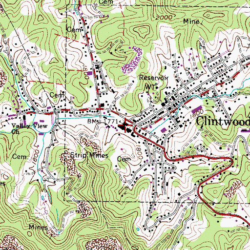 Topographic Map of Clintwood High School, VA