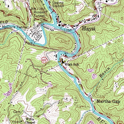 Topographic Map of Haysi High School, VA