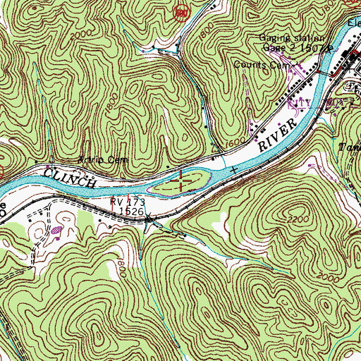Topographic Map of Abby Counts Island, VA