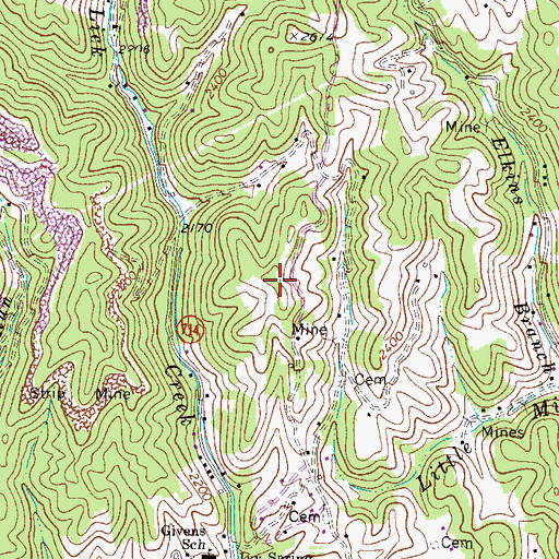 Topographic Map of Big Lick Ridge, VA