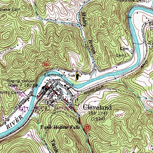 Topographic Map of Cleveland Elementary School, VA