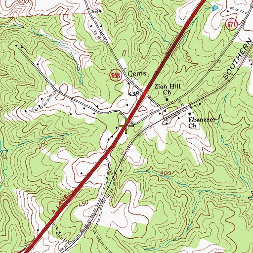 Topographic Map of Jetersville School (historical), VA