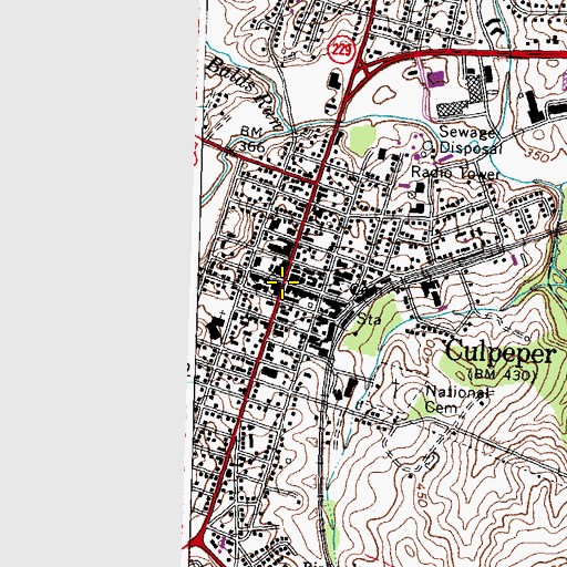 Topographic Map of Culpeper Historic District, VA