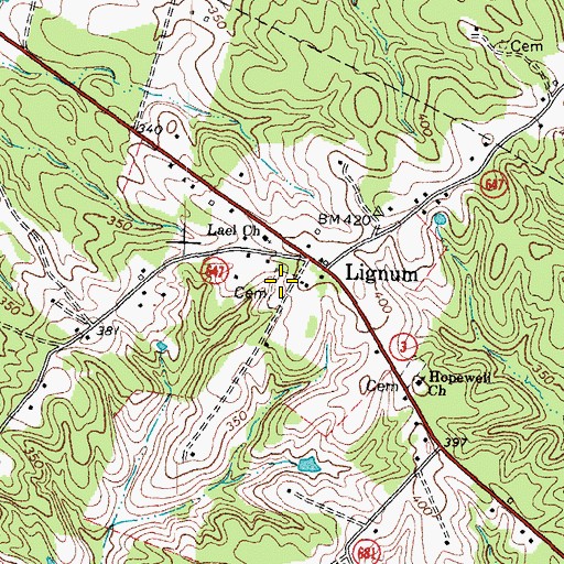 Topographic Map of Lael Cemetery, VA